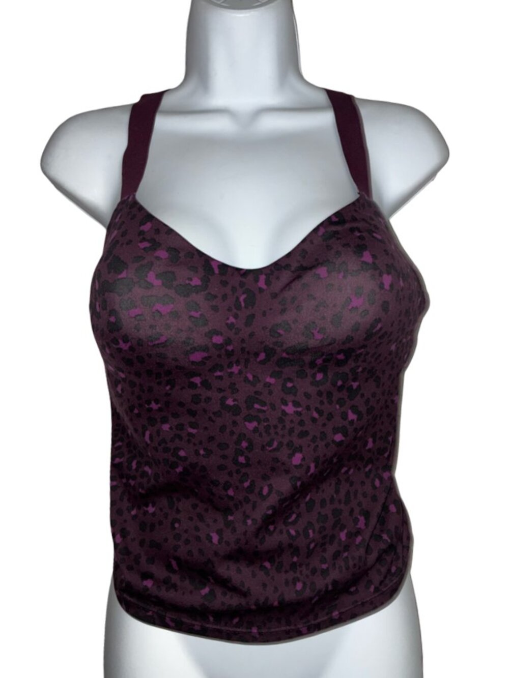 Sz.L*Burgundy/Black Animal-Print Workout Top/Bra